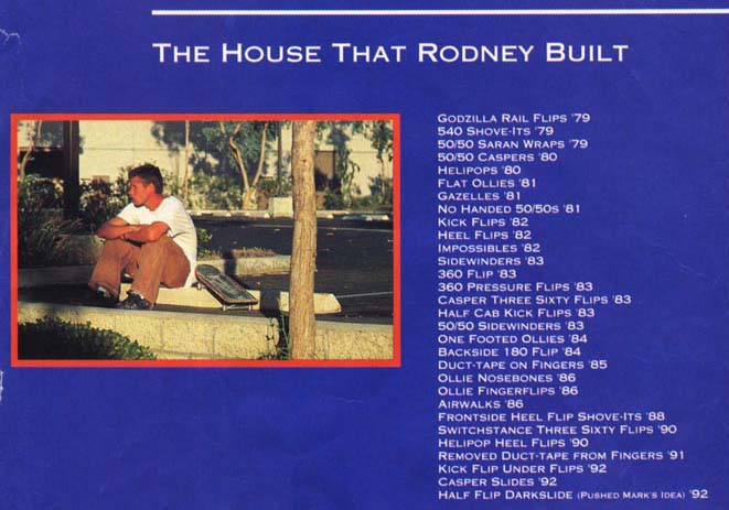 街頭滑板教父"Rodney Mullen"所發明的招式年代表