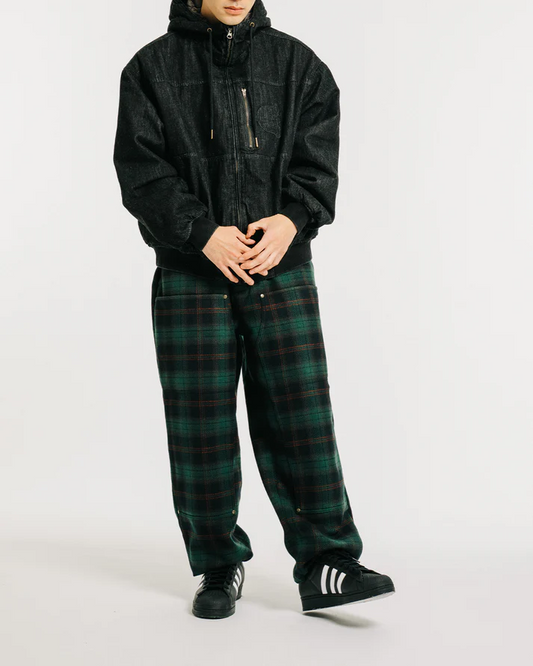 EYE FIRE DENIM PUFF JACKET - BLACK