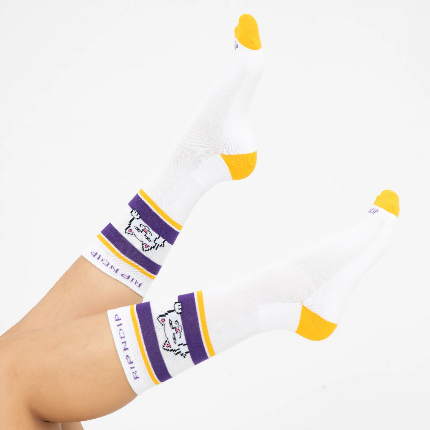 RIPNDIP PEEKING NERMAL SOCKS (PURPLE/GOLD)
