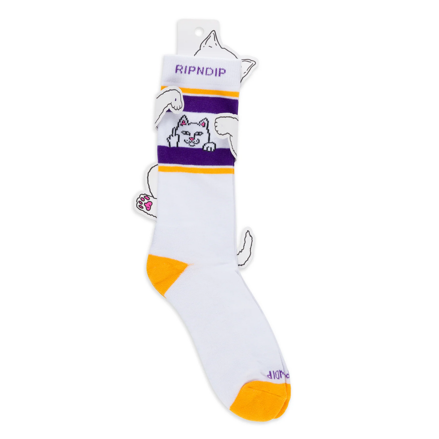 RIPNDIP PEEKING NERMAL SOCKS (PURPLE/GOLD)