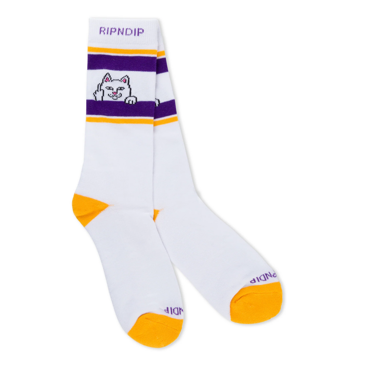 RIPNDIP PEEKING NERMAL SOCKS (PURPLE/GOLD)