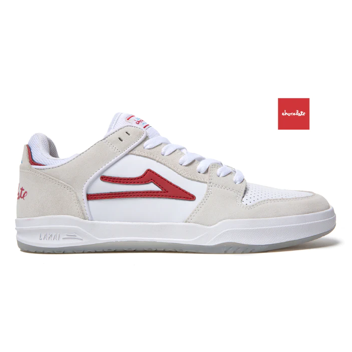 LAKAI X CHOCOLATE TELFORD LOW SKATE SHOES - WHITE/RED
