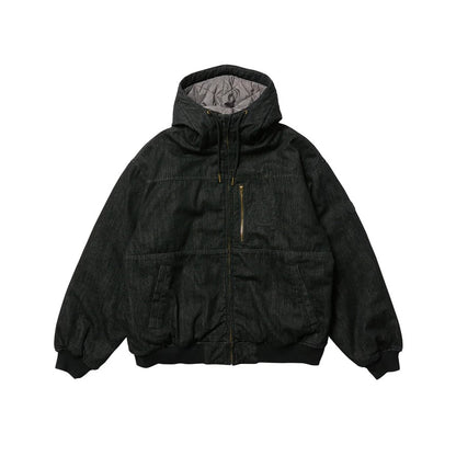 EYE FIRE DENIM PUFF JACKET - BLACK