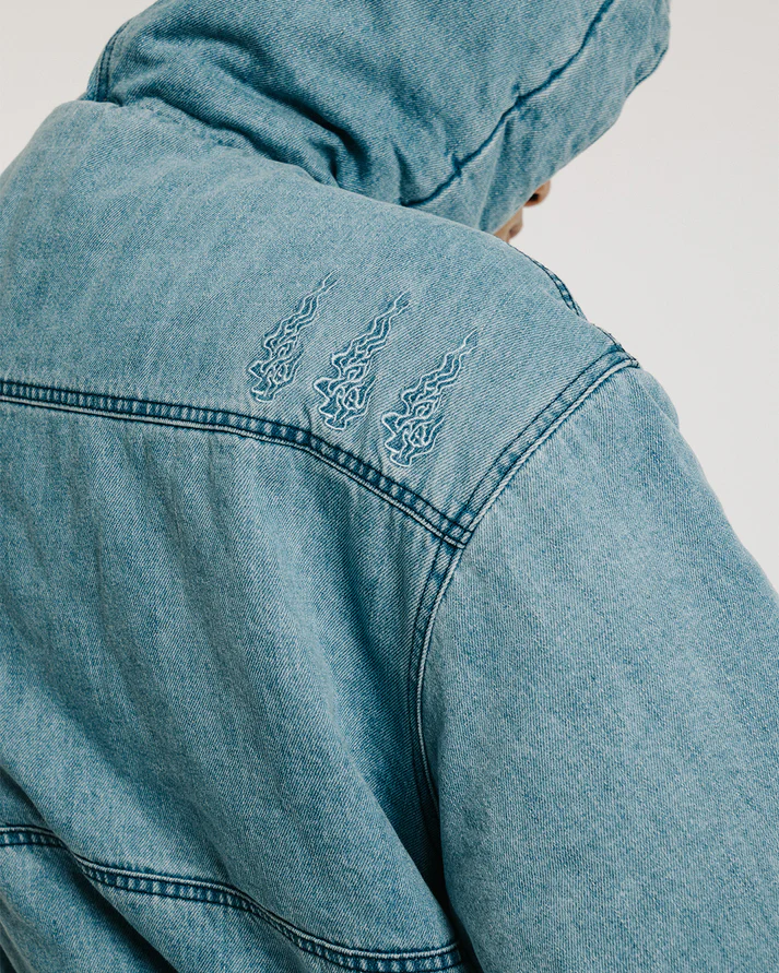 EYE FIRE DENIM PUFF JACKET - BLUE