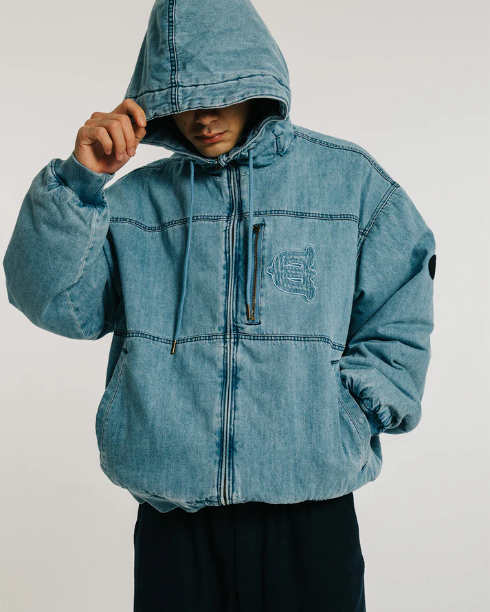 EYE FIRE DENIM PUFF JACKET - BLUE