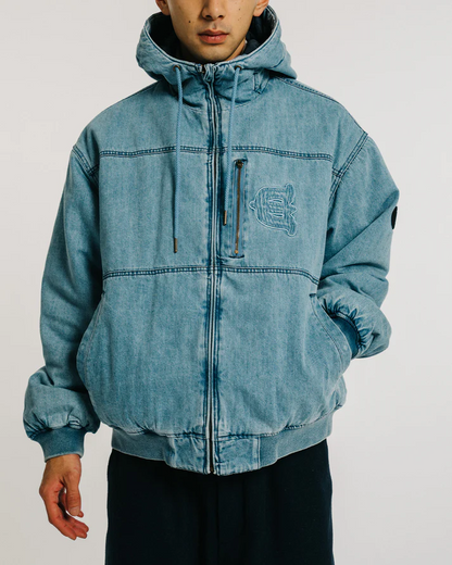 EYE FIRE DENIM PUFF JACKET - BLUE