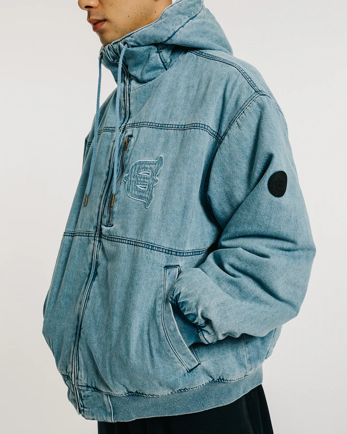 EYE FIRE DENIM PUFF JACKET - BLUE