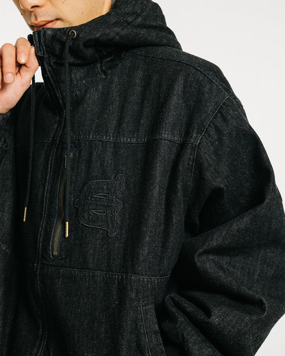 EYE FIRE DENIM PUFF JACKET - BLACK