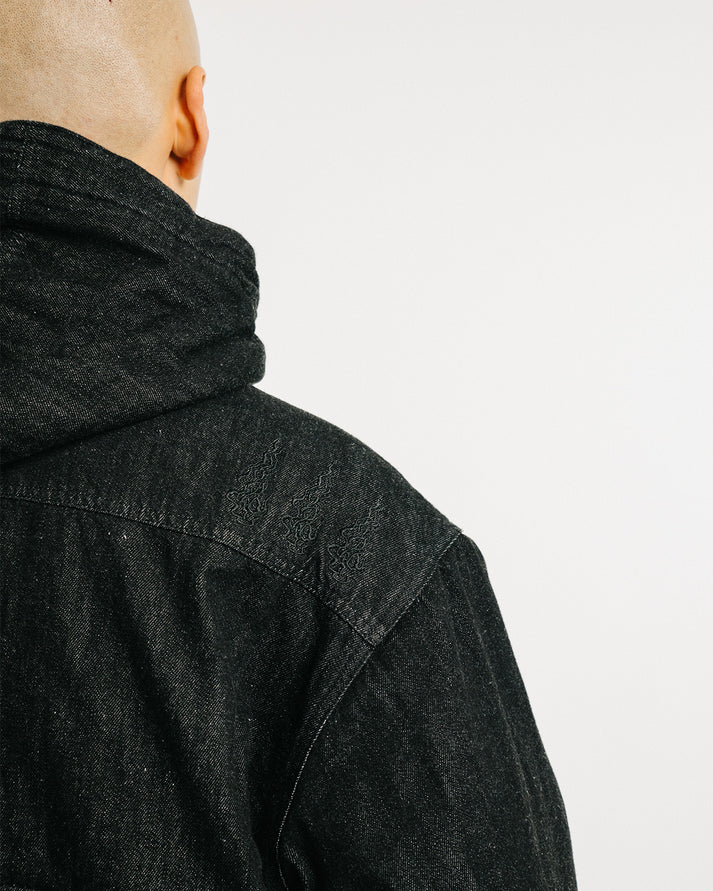 EYE FIRE DENIM PUFF JACKET - BLACK