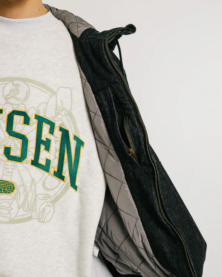 EYE FIRE DENIM PUFF JACKET - BLACK