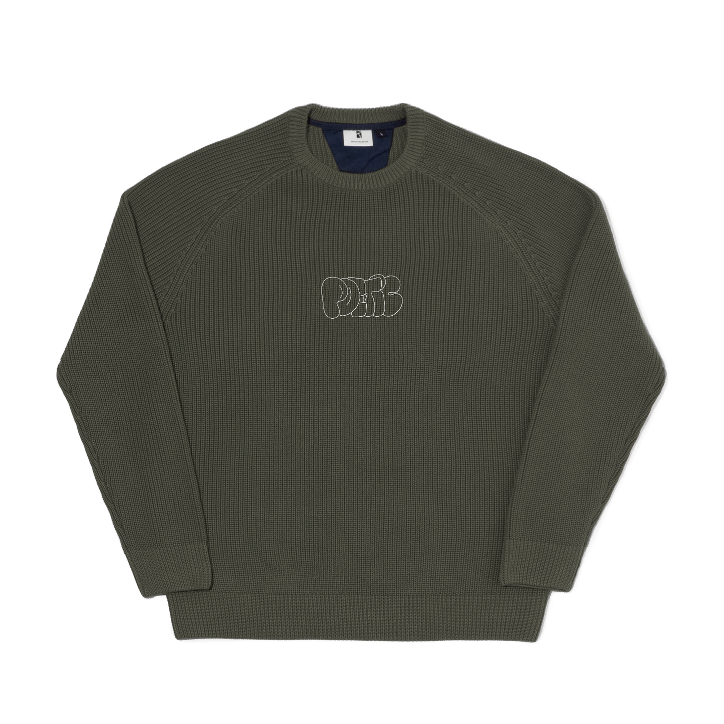 Bublle Embroidery Knitted Crewneck - Olive