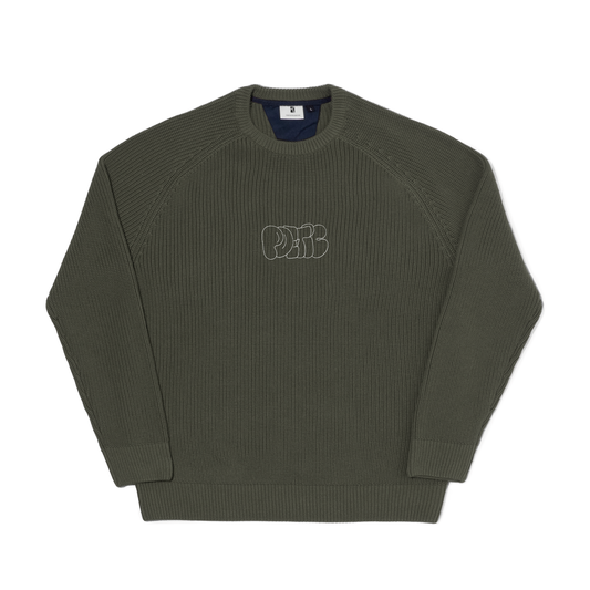 Bublle Embroidery Knitted Crewneck - Olive