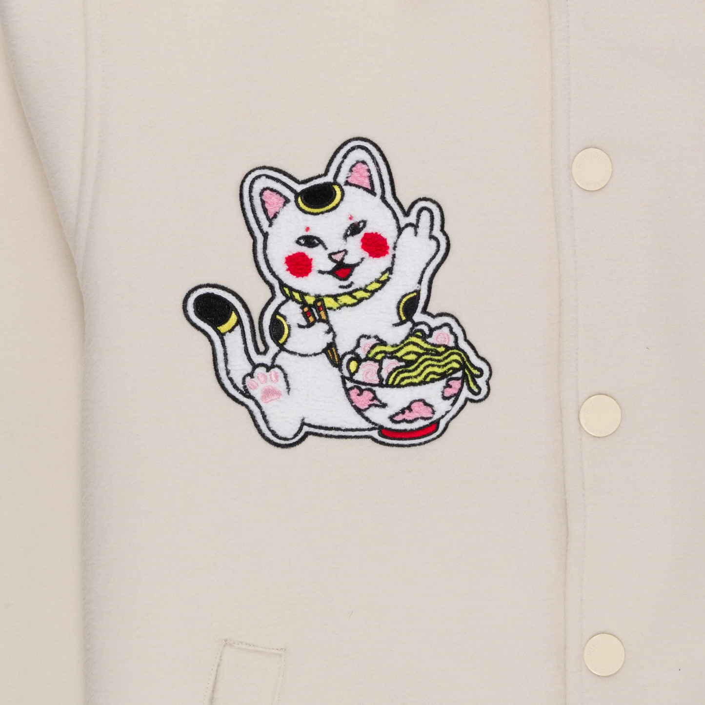 RIPNDIP LUCKY NERM VARSITY JACKET (CREAM)