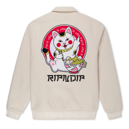 RIPNDIP LUCKY NERM VARSITY JACKET (CREAM)