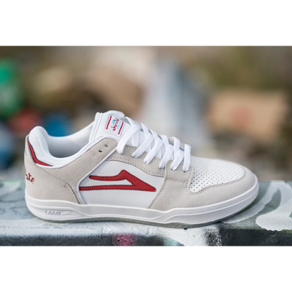 LAKAI X CHOCOLATE TELFORD LOW SKATE SHOES - WHITE/RED