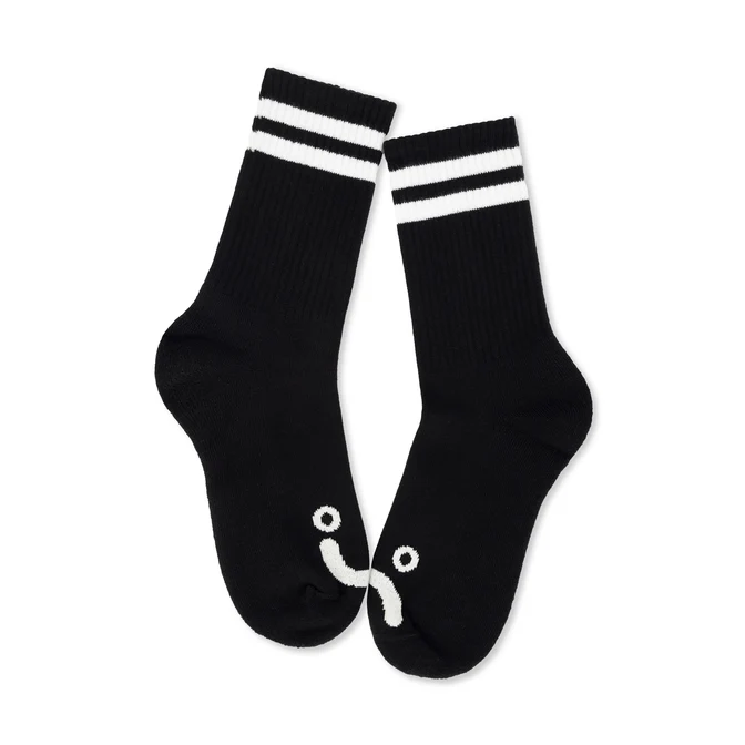 POLAR SKATE CO. RIB SOCKS | HAPPY SAD - BLACK