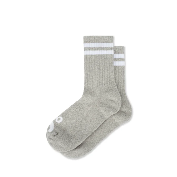 POLAR SKATE CO. RIB SOCKS | HAPPY SAD - HEATHER GREY