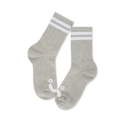 POLAR SKATE CO. RIB SOCKS | HAPPY SAD - HEATHER GREY