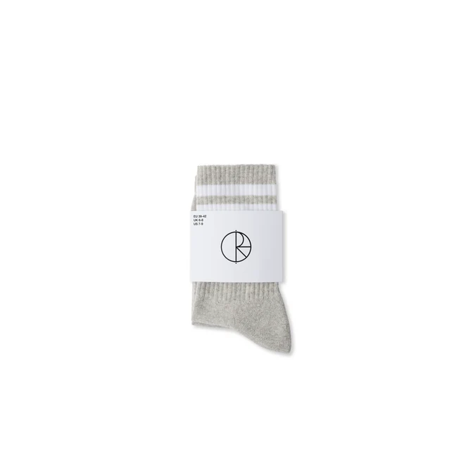 POLAR SKATE CO. RIB SOCKS | HAPPY SAD - HEATHER GREY