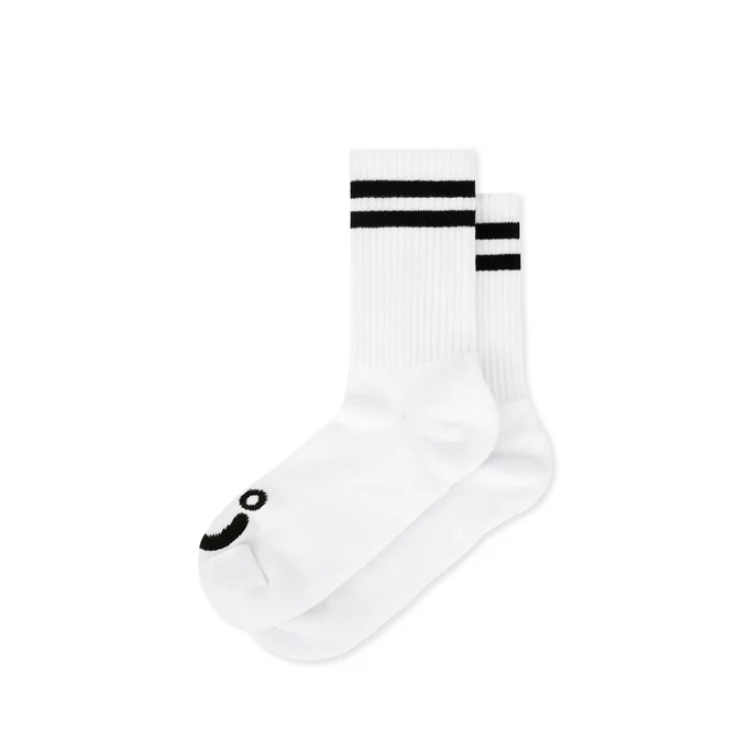 POLAR SKATE CO. RIB SOCKS | HAPPY SAD - WHITE