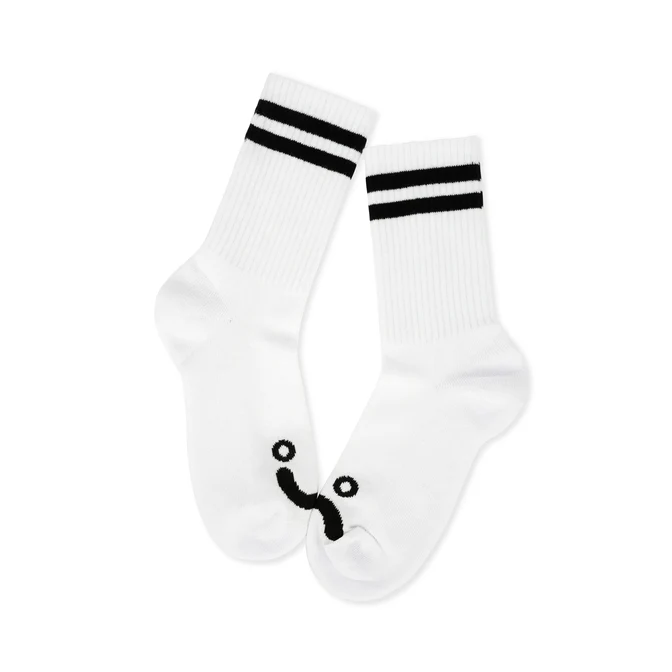 POLAR SKATE CO. RIB SOCKS | HAPPY SAD - WHITE