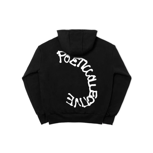 Double Zip Spray Hoodie - Black