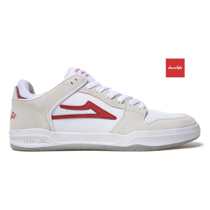 LAKAI X CHOCOLATE TELFORD LOW SKATE SHOES - WHITE/RED