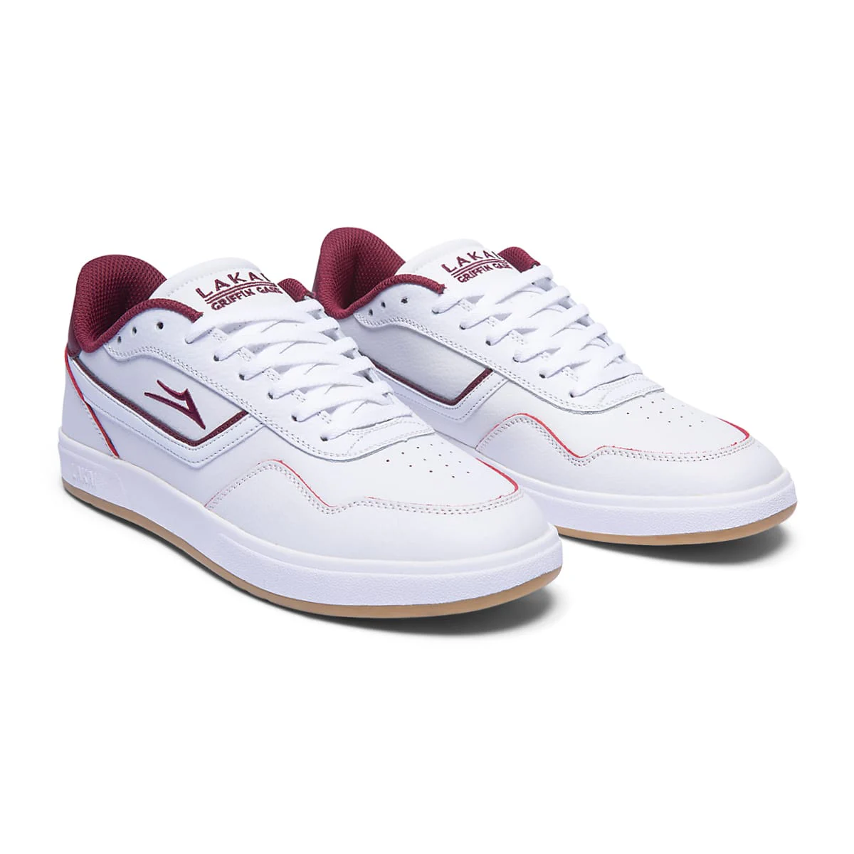 LAKAI TERRACE WHITE/BURGUNDY  LEATHER