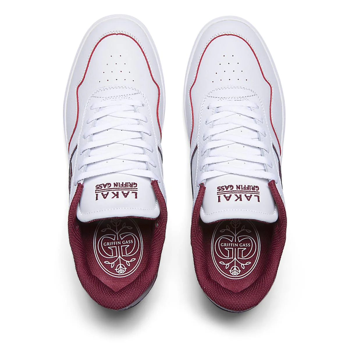 LAKAI TERRACE WHITE/BURGUNDY  LEATHER