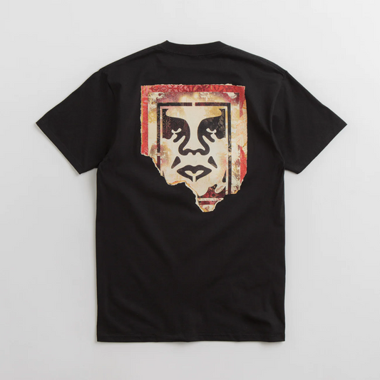 OBEY RIPPED ICON TEE BLACK