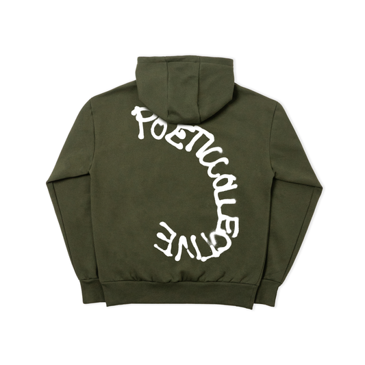Double Zip Spray Hoodie - Olive